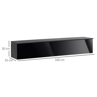 HOMCOM 160cm High Gloss Floating TV Unit Stand for TVs up to 70", Wall Mounted TV Cabinet with Storage Cupboards Additional View 14