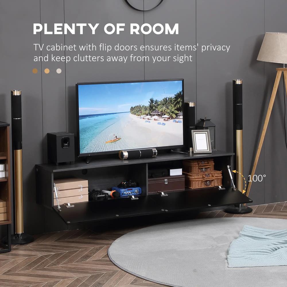 HOMCOM 160cm High Gloss Floating TV Unit Stand for TVs up to 70", Wall Mounted TV Cabinet with Storage Cupboards Additional View 16