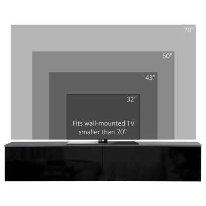 HOMCOM 160cm High Gloss Floating TV Unit Stand for TVs up to 70", Wall Mounted TV Cabinet with Storage Cupboards Additional View 17