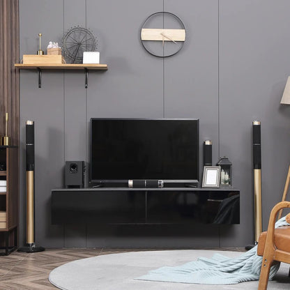 HOMCOM 160cm High Gloss Floating TV Unit Stand for TVs up to 70", Wall Mounted TV Cabinet with Storage Cupboards Additional View 18