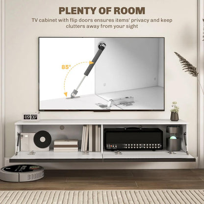 HOMCOM 160cm High Gloss Floating TV Unit Stand for TVs up to 70", Wall Mounted TV Cabinet with Storage Cupboards Additional View 5
