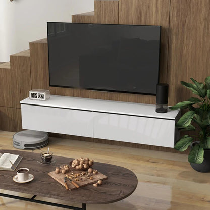HOMCOM 160cm High Gloss Floating TV Unit Stand for TVs up to 70", Wall Mounted TV Cabinet with Storage Cupboards Additional View 7