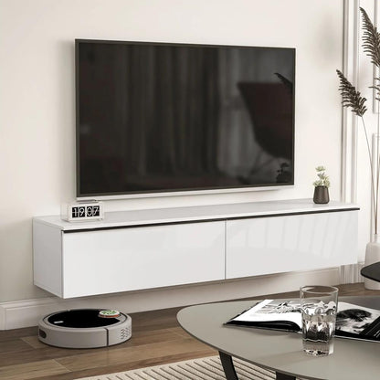 HOMCOM 160cm High Gloss Floating TV Unit Stand for TVs up to 70", Wall Mounted TV Cabinet with Storage Cupboards Additional View 8