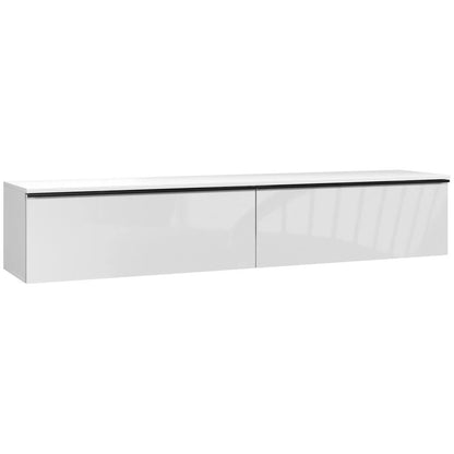 HOMCOM 160cm High Gloss Floating TV Unit Stand for TVs up to 70", Wall Mounted TV Cabinet with Storage Cupboards