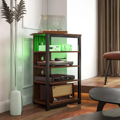 HOMCOM 4-Tier Corner TV Stand with Storage, LED Lights, Cable Management, Small Entertainment Centre for TVs up to 29", for Living Room, Bedroom, Brown Wood Effect Additional View 8
