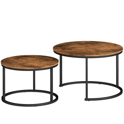 HOMCOM Coffee Table Set of 2, Round Nest of Tables with Metal Frame, Modern Side Tables for Living Room Additional View 11