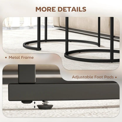 HOMCOM Coffee Table Set of 2, Round Nest of Tables with Metal Frame, Modern Side Tables for Living Room Additional View 16