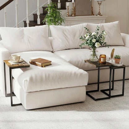 HOMCOM Nesting Side Tables Set of 3, C-Shaped Snack Side Tables with Steel Frame for Sofa Couch and Bed, Rustic Brown Additional View 9