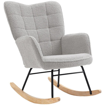 HOMCOM Berber Fleece Nursery Glider Rocker for Nursing, Wingback Rocking Chair for Living Room Additional View 11