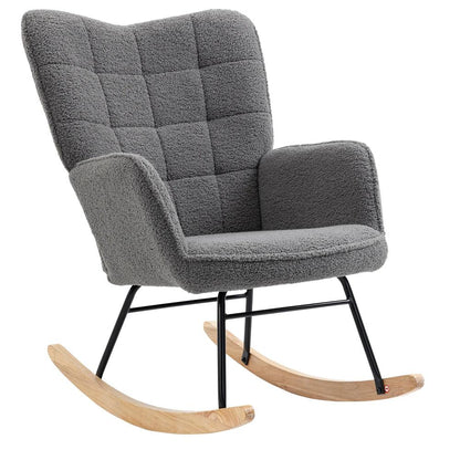 HOMCOM Berber Fleece Nursery Glider Rocker for Nursing, Wingback Rocking Chair for Living Room Additional View 21