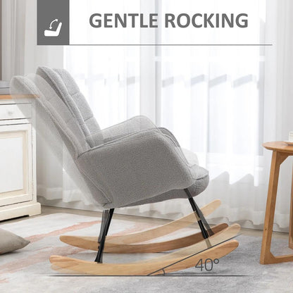 HOMCOM Berber Fleece Nursery Glider Rocker for Nursing, Wingback Rocking Chair for Living Room Additional View 4