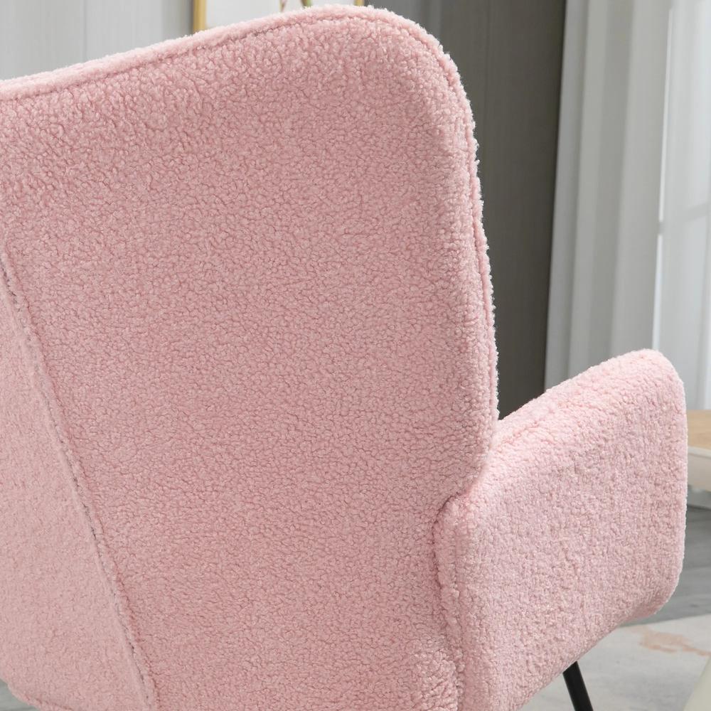 HOMCOM Soft Fleecey Rocking Wingback Chair - Pink Additional View 8