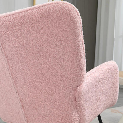 HOMCOM Soft Fleecey Rocking Wingback Chair - Pink Additional View 8
