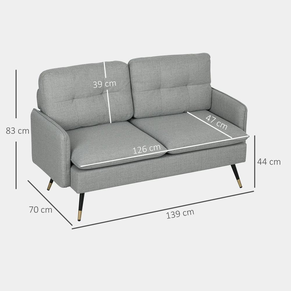 HOMCOM Modern Two Seater Sofa, Button Tufted Loveseat with Cushions and Steel Legs for Living Room, Guest Room Additional View 13