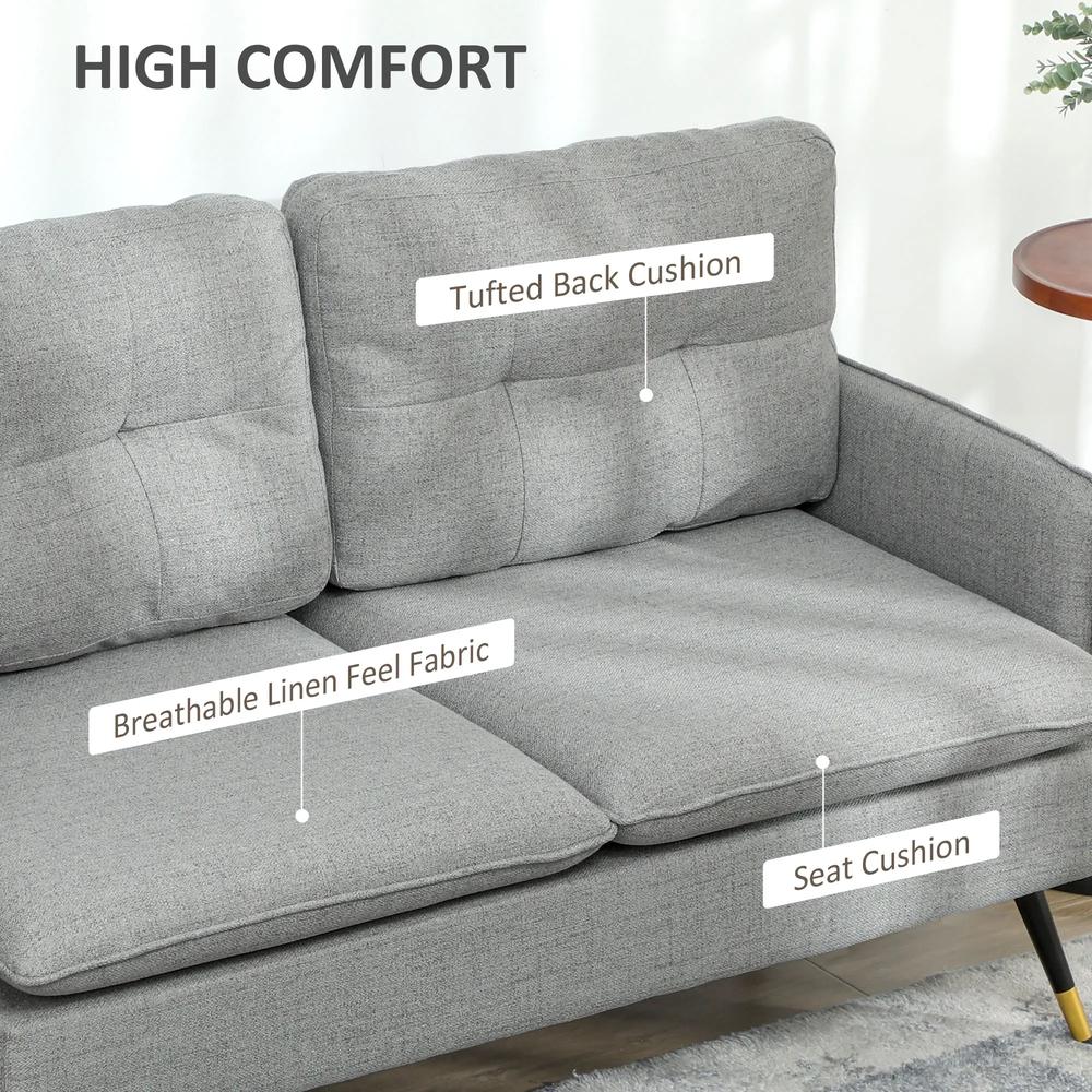HOMCOM Modern Two Seater Sofa, Button Tufted Loveseat with Cushions and Steel Legs for Living Room, Guest Room Additional View 14