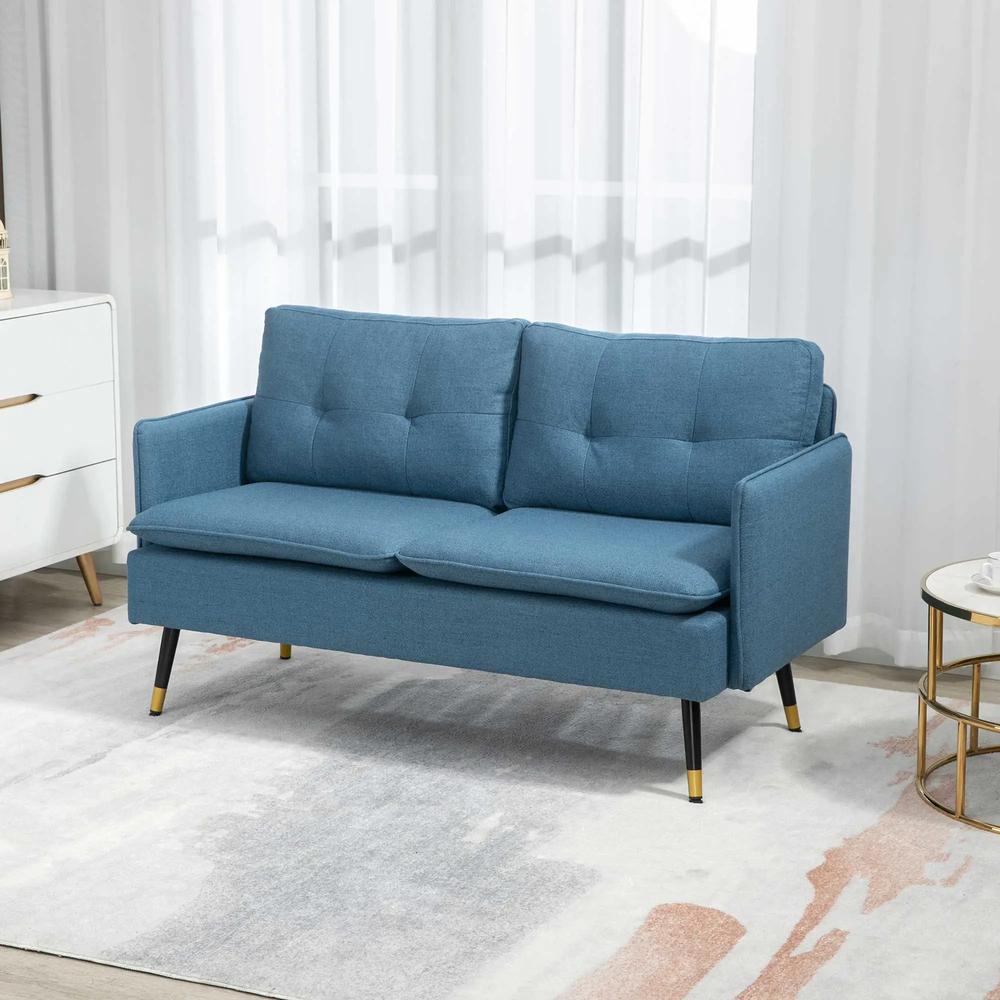 HOMCOM Modern Two Seater Sofa, Button Tufted Loveseat with Cushions and Steel Legs for Living Room, Guest Room Additional View 2
