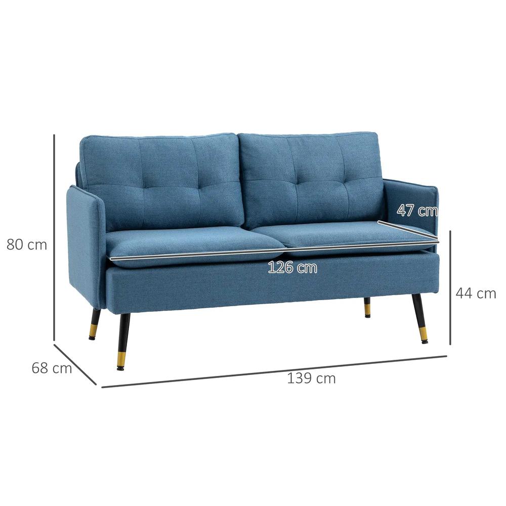 HOMCOM Modern Two Seater Sofa, Button Tufted Loveseat with Cushions and Steel Legs for Living Room, Guest Room Additional View 3