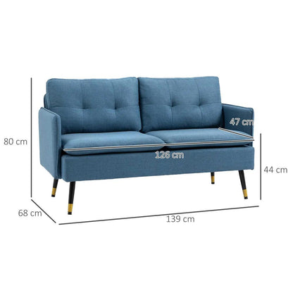 HOMCOM Modern Two Seater Sofa, Button Tufted Loveseat with Cushions and Steel Legs for Living Room, Guest Room Additional View 3