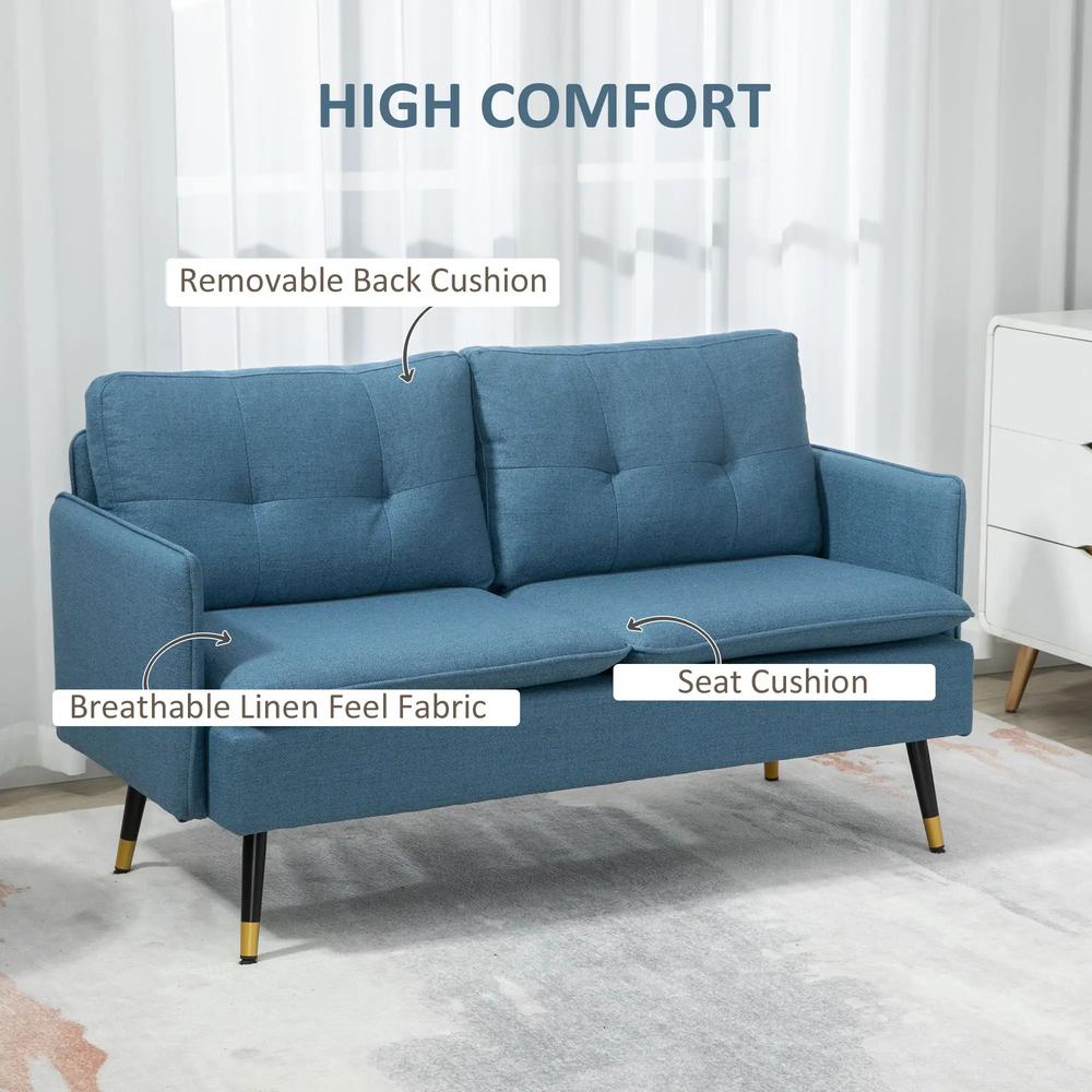 HOMCOM Modern Two Seater Sofa, Button Tufted Loveseat with Cushions and Steel Legs for Living Room, Guest Room Additional View 4
