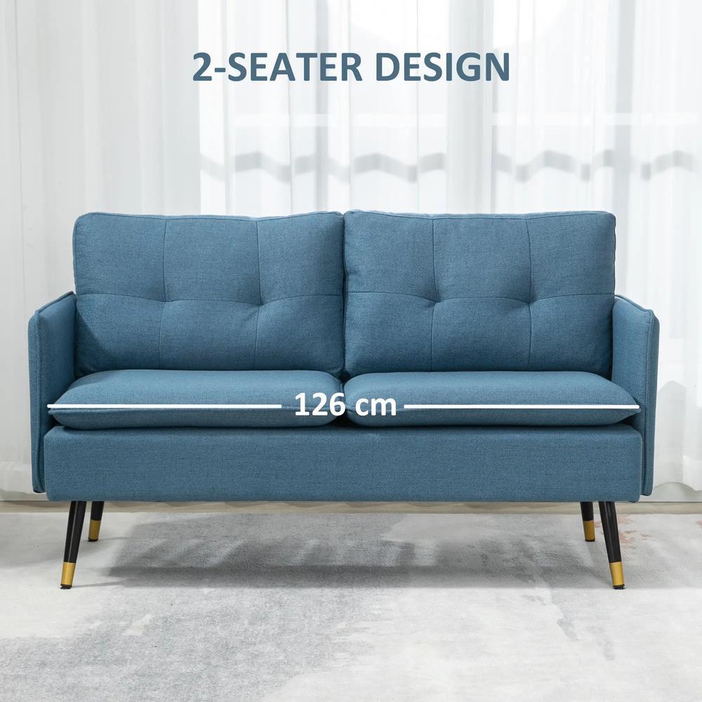 HOMCOM Modern Two Seater Sofa, Button Tufted Loveseat with Cushions and Steel Legs for Living Room, Guest Room Additional View 6