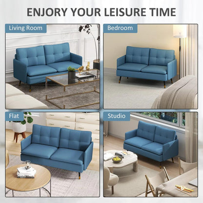 HOMCOM Modern Two Seater Sofa, Button Tufted Loveseat with Cushions and Steel Legs for Living Room, Guest Room Additional View 7