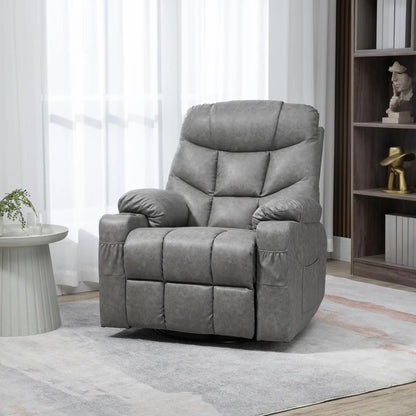 HOMCOM Thick Padded Faux Leather Recliner Armchair - Light Grey Additional View 11