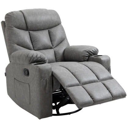 HOMCOM Thick Padded Faux Leather Recliner Armchair - Light Grey Additional View 12
