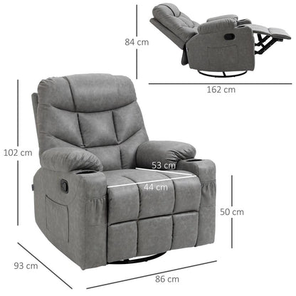HOMCOM Thick Padded Faux Leather Recliner Armchair - Light Grey Additional View 3