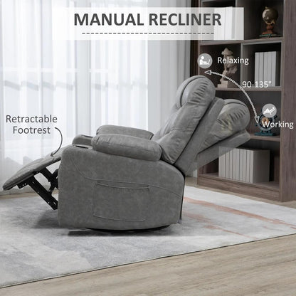HOMCOM Thick Padded Faux Leather Recliner Armchair - Light Grey Additional View 4