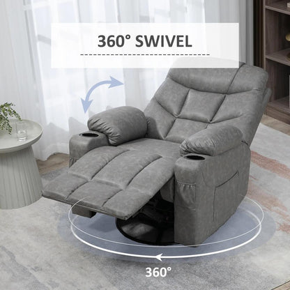 HOMCOM Thick Padded Faux Leather Recliner Armchair - Light Grey Additional View 5