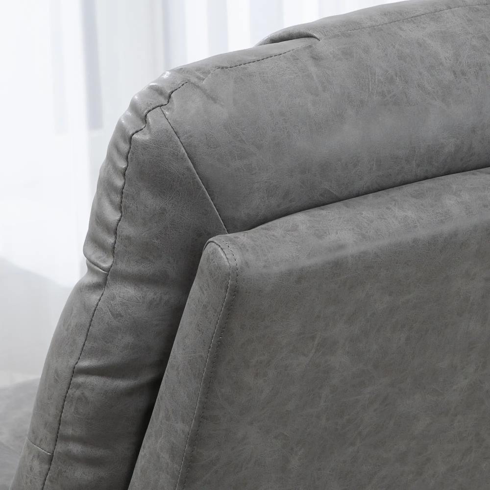 HOMCOM Thick Padded Faux Leather Recliner Armchair - Light Grey Additional View 9