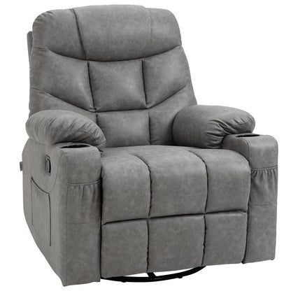 HOMCOM Thick Padded Faux Leather Recliner Armchair - Light Grey