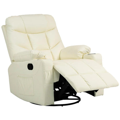 HOMCOM Manual Reclining Chair, Recliner Armchair with Swivel, Faux Leather, Footrest, Cup Holders, 86x93x102cm Additional View 11