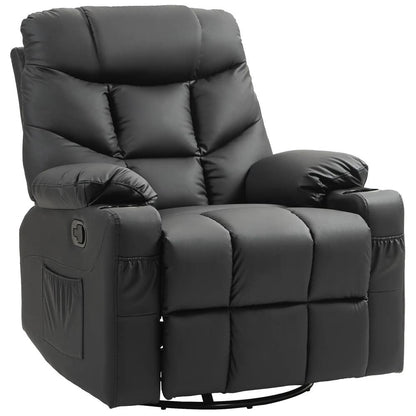 HOMCOM Manual Reclining Chair, Recliner Armchair with Swivel, Faux Leather, Footrest, Cup Holders, 86x93x102cm Additional View 12