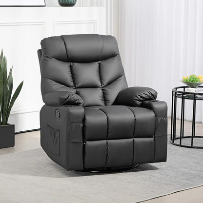 HOMCOM Manual Reclining Chair, Recliner Armchair with Swivel, Faux Leather, Footrest, Cup Holders, 86x93x102cm Additional View 13