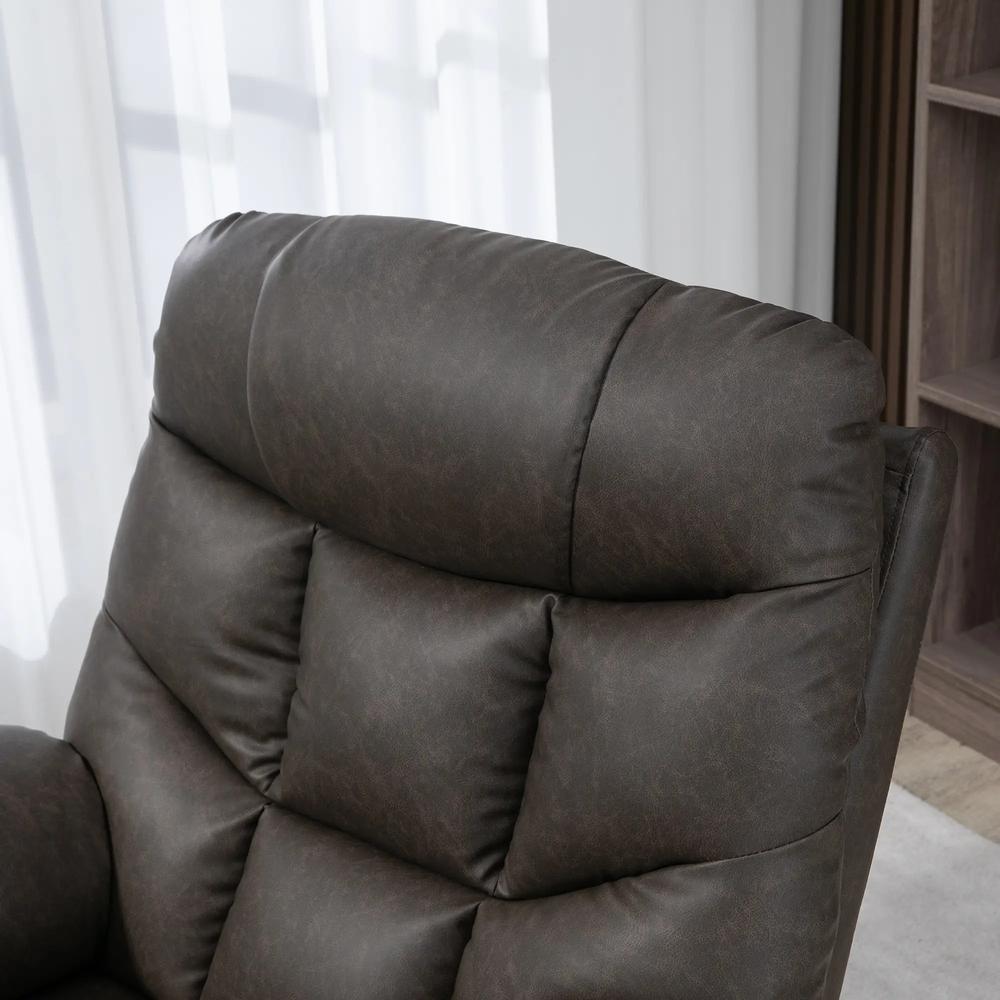 HOMCOM Manual Reclining Chair, Recliner Armchair with Swivel, Faux Leather, Footrest, Cup Holders, 86x93x102cm Additional View 33