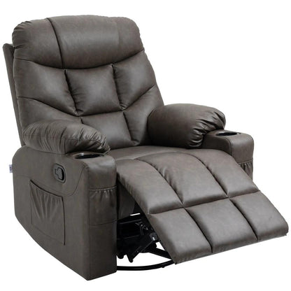 HOMCOM Manual Reclining Chair, Recliner Armchair with Swivel, Faux Leather, Footrest, Cup Holders, 86x93x102cm Additional View 35