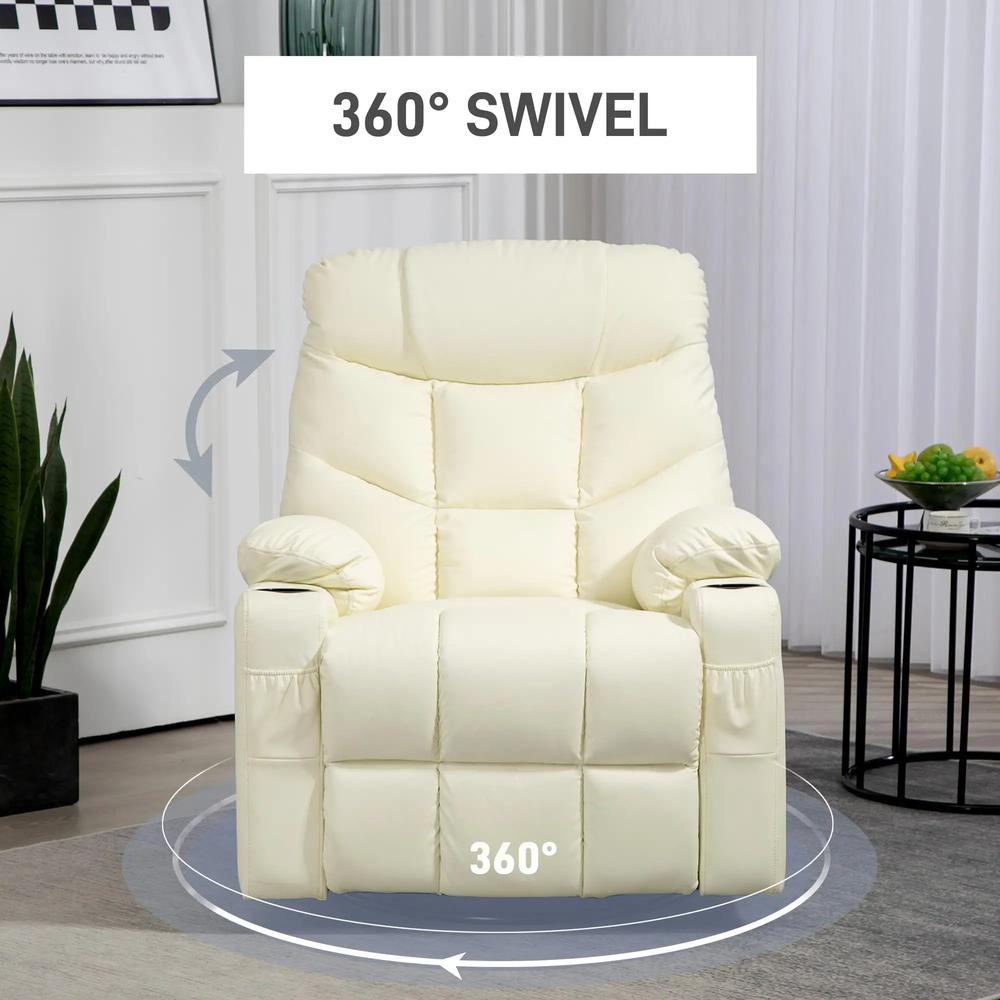 HOMCOM Manual Reclining Chair, Recliner Armchair with Swivel, Faux Leather, Footrest, Cup Holders, 86x93x102cm Additional View 5