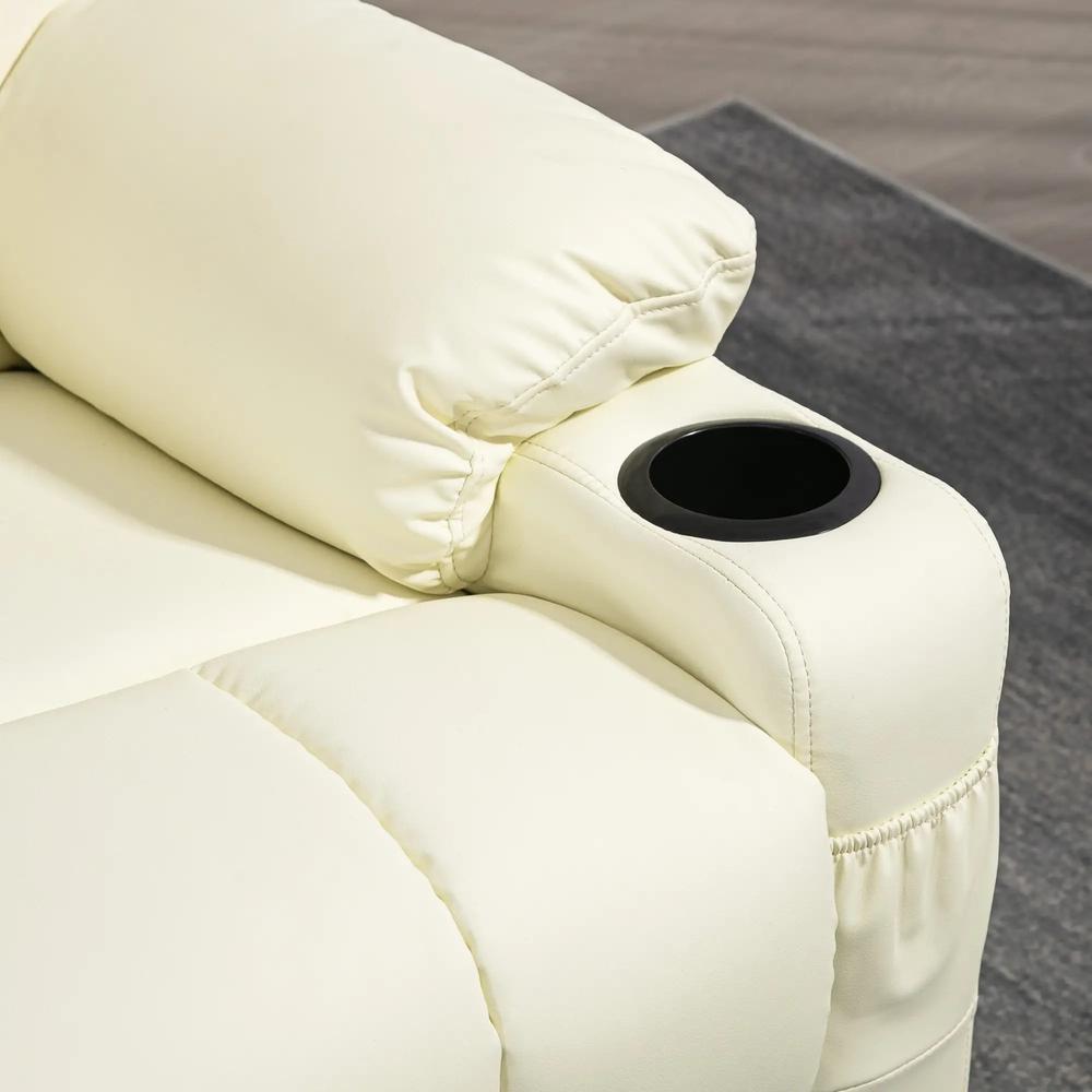 HOMCOM Manual Reclining Chair, Recliner Armchair with Swivel, Faux Leather, Footrest, Cup Holders, 86x93x102cm Additional View 8