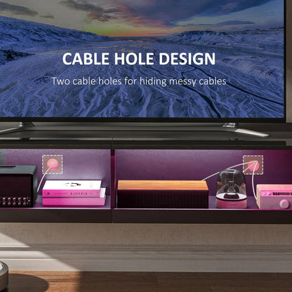 HOMCOM Floating TV Unit, Wall Mounted TV Cabinet for TVs up to 65", High Gloss Media Wall Unit with LED Lights, Storage Shelves, APP Control for Living Entertainment Room, Black Additional View 6