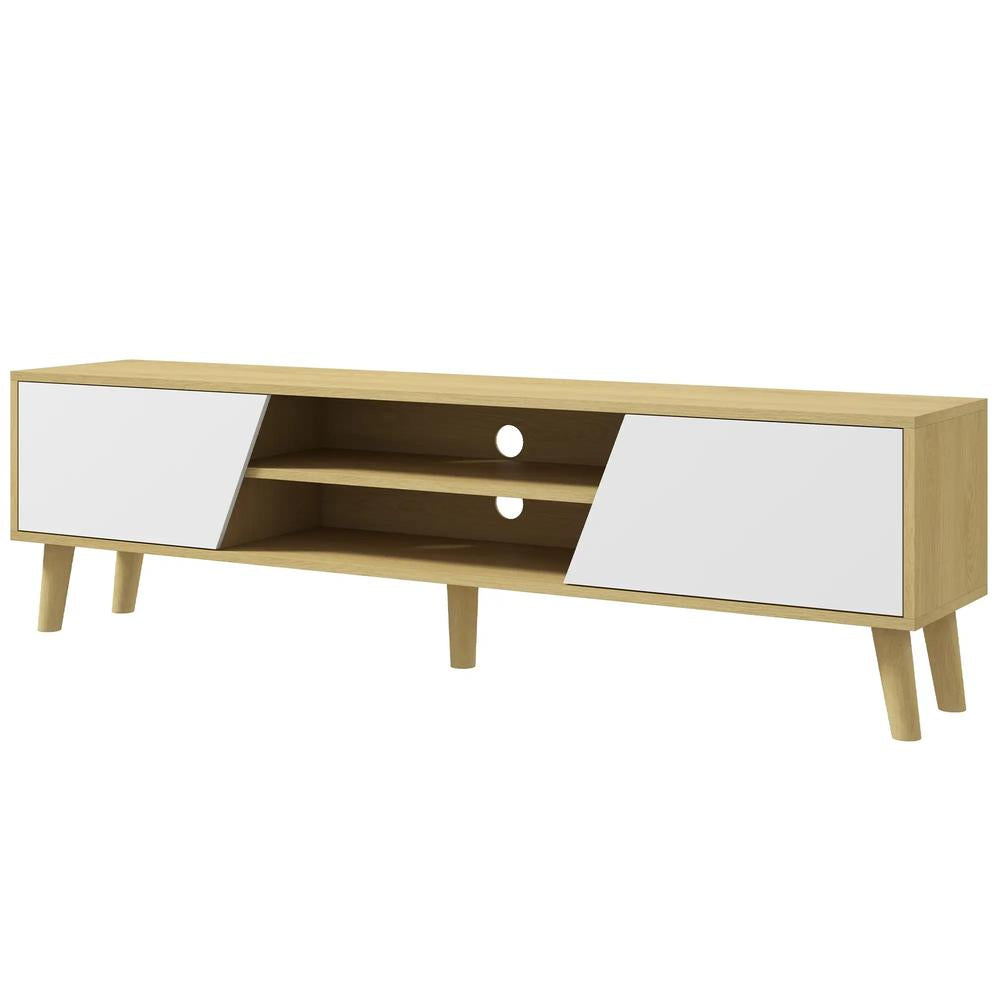 HOMCOM Scandinavian-Style TV Cabinet, with Storage - Wood-Effect/White Additional View 11