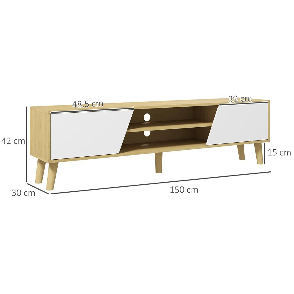 HOMCOM Scandinavian-Style TV Cabinet, with Storage - Wood-Effect/White Additional View 3