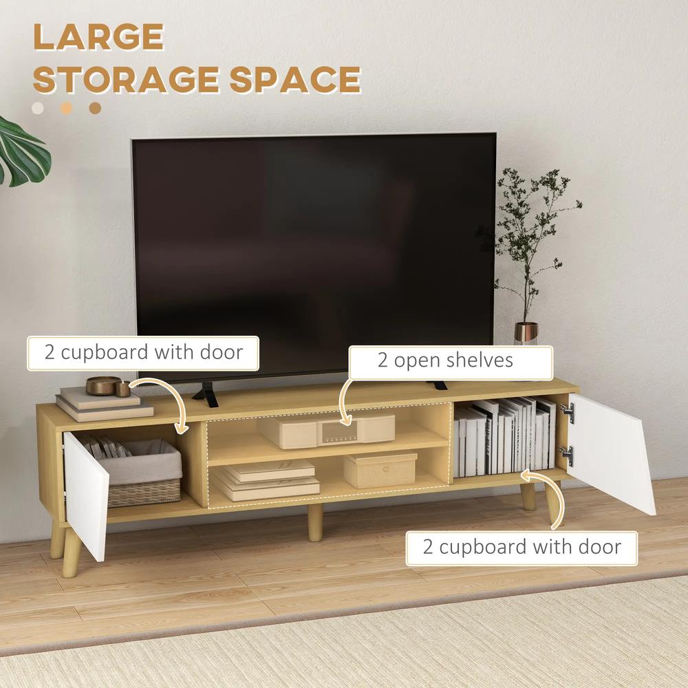 HOMCOM Scandinavian-Style TV Cabinet, with Storage - Wood-Effect/White Additional View 5