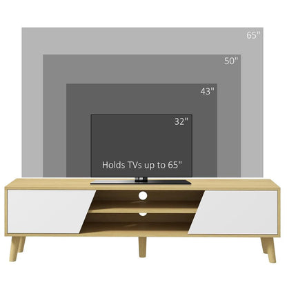 HOMCOM Scandinavian-Style TV Cabinet, with Storage - Wood-Effect/White Additional View 7