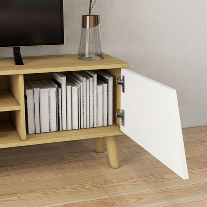 HOMCOM Scandinavian-Style TV Cabinet, with Storage - Wood-Effect/White Additional View 8