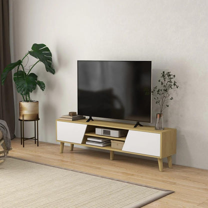 HOMCOM Scandinavian-Style TV Cabinet, with Storage - Wood-Effect/White Additional View 10