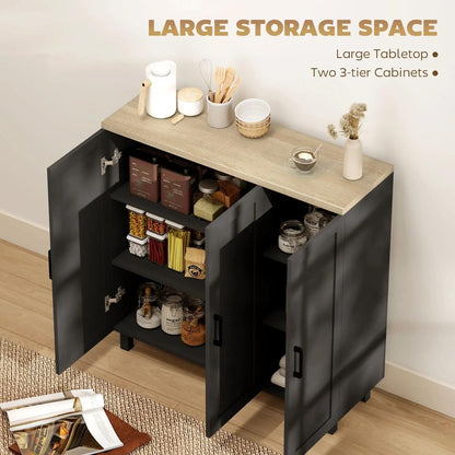 HOMCOM Sideboard Buffet Cabinet, Kitchen Storage Cabinet with 3 Doors and Adjustable Shelves for Living Room, Kitchen, Black Additional View 4
