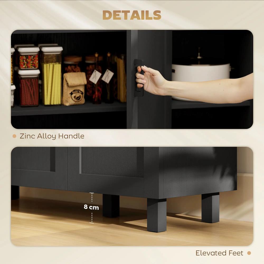 HOMCOM Sideboard Buffet Cabinet, Kitchen Storage Cabinet with 3 Doors and Adjustable Shelves for Living Room, Kitchen, Black Additional View 6