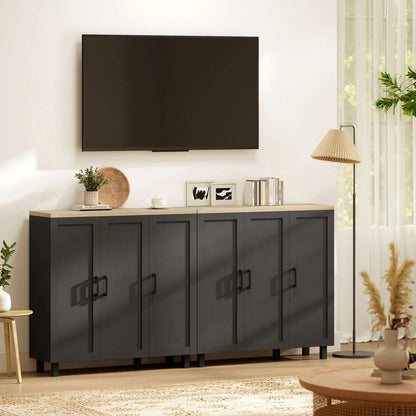HOMCOM Sideboard Buffet Cabinet, Kitchen Storage Cabinet with 3 Doors and Adjustable Shelves for Living Room, Kitchen, Black Additional View 8