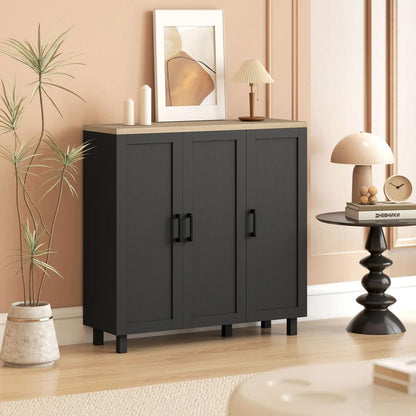 HOMCOM Sideboard Buffet Cabinet, Kitchen Storage Cabinet with 3 Doors and Adjustable Shelves for Living Room, Kitchen, Black Additional View 10
